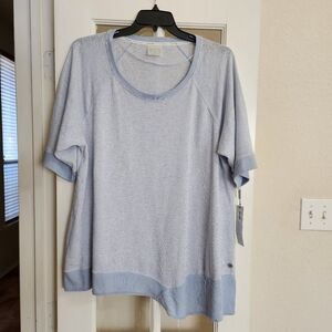 NWT Calvin Klein Performance Plus 3X Light-Blue High-Low Hem Workout Top